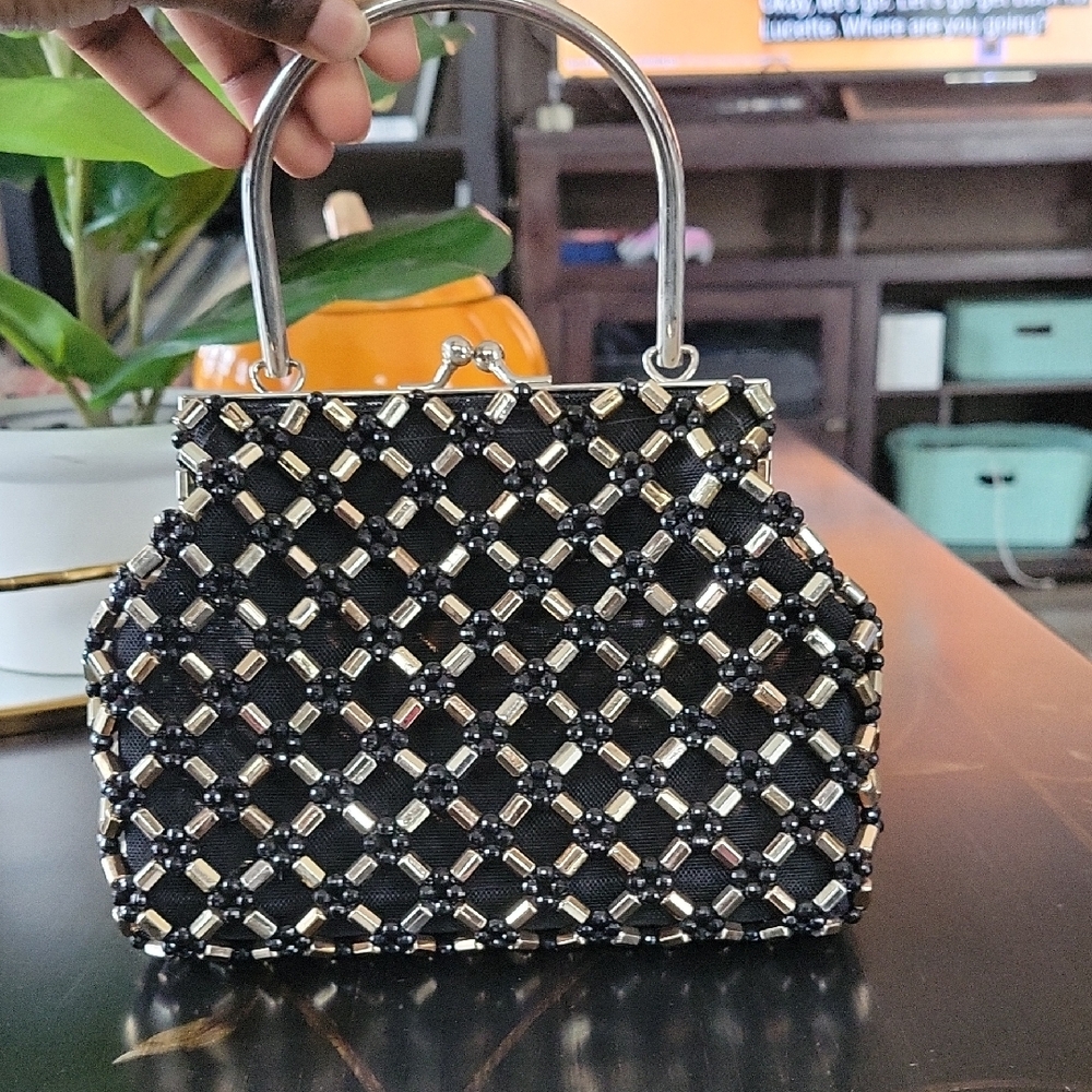 Elegant Black and Silver Handbag